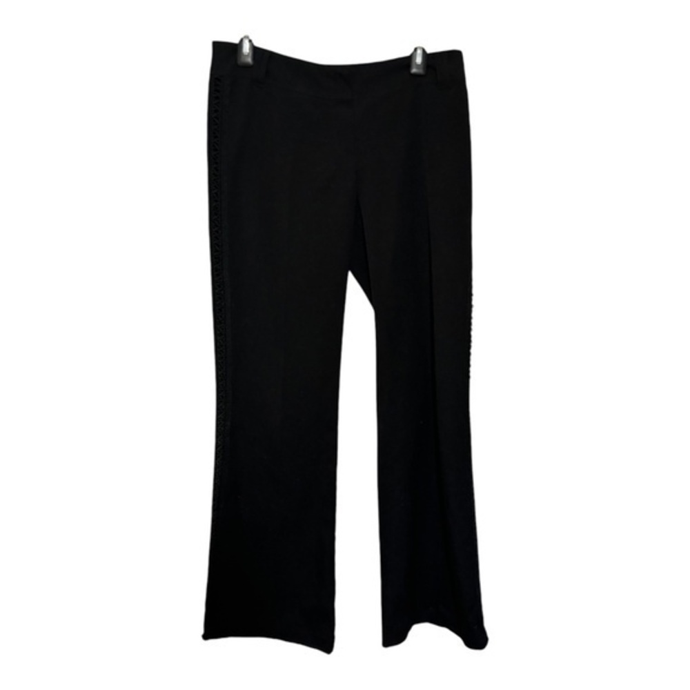 Top Shop Womens Black Dress Pants Straight Leg Cut Out Leg Size 10
